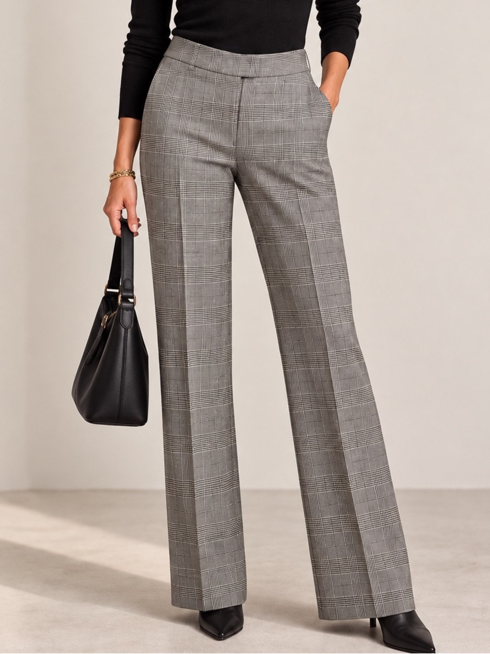 Oscar de la Renta Vintage Glen Check Plaid Wool Trousers | Size 8